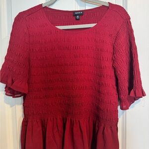 torrid deep red smocked peplum blouse